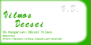 vilmos decsei business card