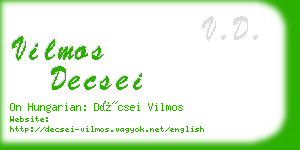 vilmos decsei business card